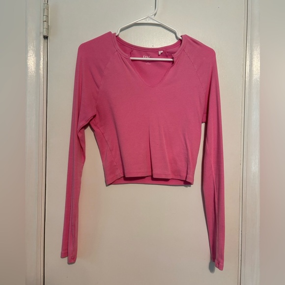 pacsun basics pink long sleeve cropped shirt size medium - Picture 1 of 3